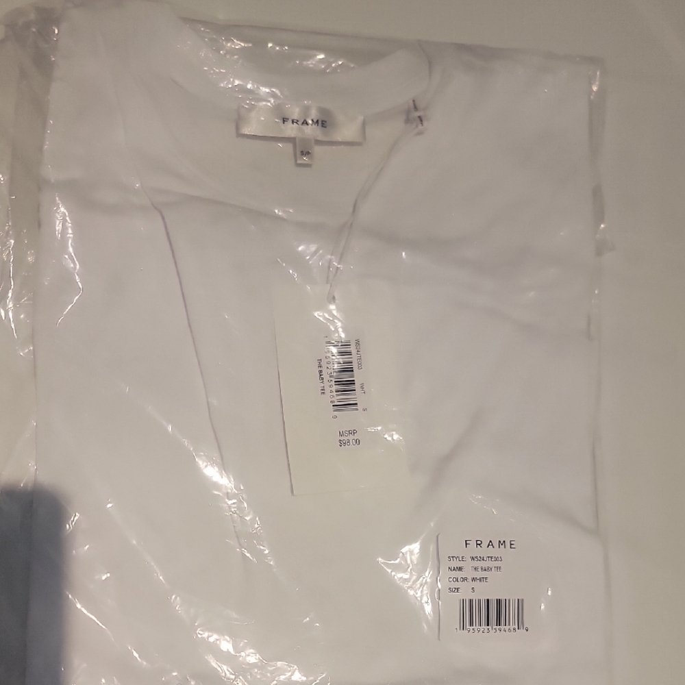Frame Denim White Short Sleeve Tee Essential